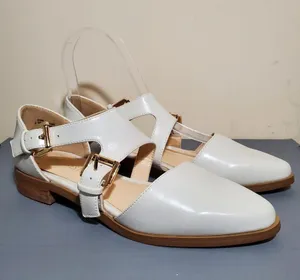 Nine West DROPLET GD Glossy White Flats 5.5 thumbnail 2