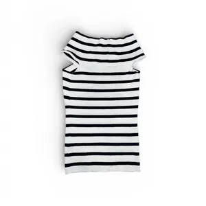 COMMENSE Striped Off-Shoulder Cross Knit Top COLOR - Black White NWT Sold Out thumbnail 3