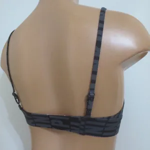 PINK Victoria's Secret Black and Grey Bonded Scalloped Bralette Bra thumbnail 5