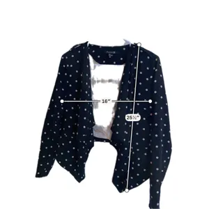 Forever 21 Womens Polka Dot‎ Open Front Waterfall Blazer Jacket Black Small thumbnail 3