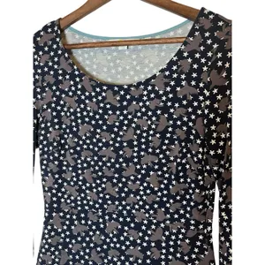 Boden Dress Womens Bird Star Print Flare Sleeve Stretch Knee Length Boho Size 4 thumbnail 4