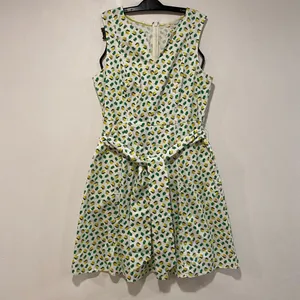 Boden Dress US 12R Lemon Print Fit & Flare Belted Summer Sundress thumbnail 2