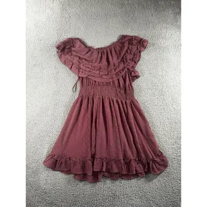Babydoll Dress Women Large‎ Tiered Ruffle Textured Boho Coquette thumbnail 2