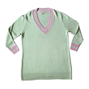 Show Me Your MuMu Hartford Sweater Dress Mint Green Pink Trim Oversized XXL thumbnail 3