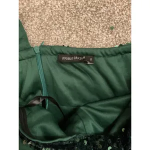 Double Crzy Emerald Green Sequin One-Shoulder Prom Formal Gown, sz S thumbnail 7