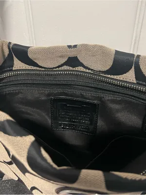 Coach Black and Gray Signature Canvas Shoulder Bag with Adjustable Strap thumbnail 5