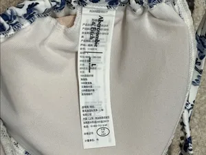 Abercrombie & Fitch High Rise White Bikini Top with Blue Floral Print thumbnail 3