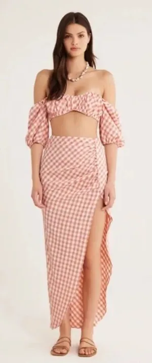 Rumer Bisou Ruched Gingham Maxi Skirt Size‎ S thumbnail 1