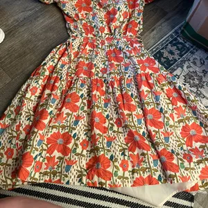 NWT &Merci Cream‎ Orange Floral Puff Sleeve Back Cut Out Lindsay SunDress thumbnail 9