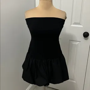 Good Luck Gem Black Bubble Skirt Strapless Mini Dress thumbnail 2