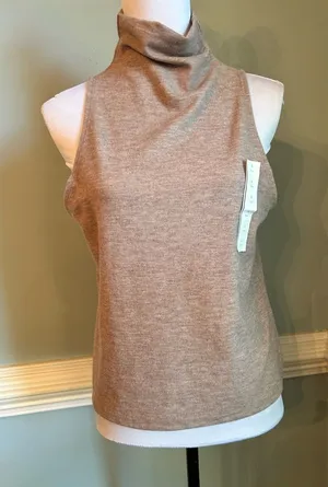 Sleeveless Turtleneck Top - Taupe thumbnail 1