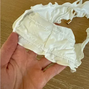 Hello Molly Bikini Halter Neck Lettuce Edge Ruched Sunny Squeeze Size XS White thumbnail 2