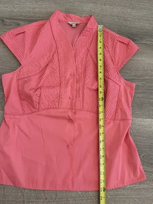 J. Peterman Women’s Size 14 Coral Pink Pintuck Button Front Blouse thumbnail 7