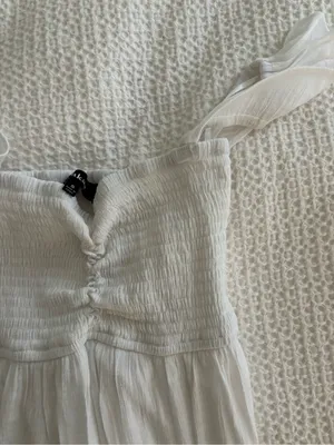 Aakaa MAHONEY SMOCKED RUFFLE MINI DRESS - White thumbnail 5