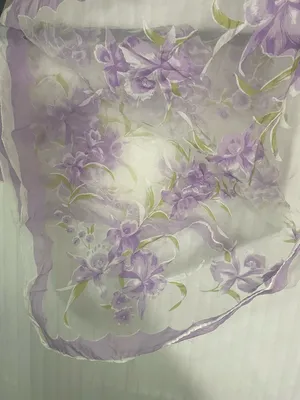 Sheer Floral Scarf in Lavender and White thumbnail 3