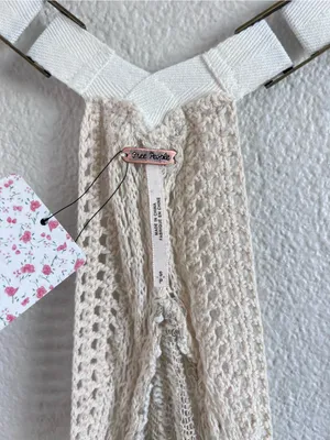 NWT Free People Women's Pretty Cool Boho Mixed Media Ivory Combo Vest‎ Duster thumbnail 5