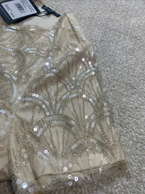 NWT Adrianna Papell Sequin Blouse Top Champagne L thumbnail 13