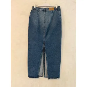 NA-KD Blue Denim Maxi Skirt High Waisted Back‎ Slit Size 38 Medium Wash Long thumbnail 5