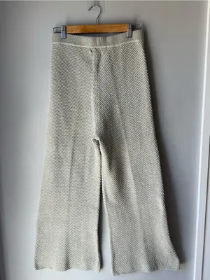 Free People Beach Hailee Sweater Pants Waffle Knit Cropped Wide Flare Leg thumbnail 3
