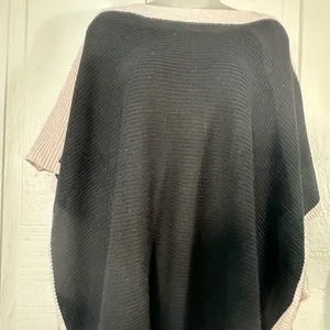 JENNIE LIU Women's Cashmere Blend Rib Knitted Poncho Sweater One Size NW… thumbnail 5