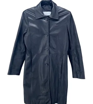 Vintage 90s‎ Leather Blazer Coat Black 6 thumbnail 1