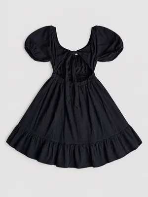 Hesperus Black Puff Sleeve Open Back Mini Dress Size S thumbnail 6