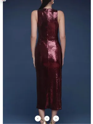 Avec Les Filles Burgundy Sequin Sleeveless Midi Dress thumbnail 3