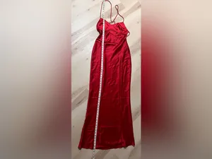 Babyboo NWT Medium Vibrant Red Satin Maxi Dress Elegant Baddie Formal Party thumbnail 10