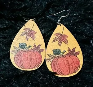 Handmade Thanksgiving‎ drop earrings Orange thumbnail 1