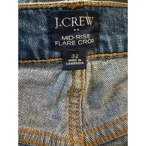 J.CREW Jeans Womens Size 32 Blue Mid Rise Flare Crop Raw Hem Distressed Stretch thumbnail 3