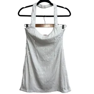 NEW NWOT Show Me Your Mumu Samba Halter Sequin Mini Dress In White thumbnail 4
