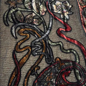 Velvet Burnout Abstract Floral Scarf in Black and Red thumbnail 6
