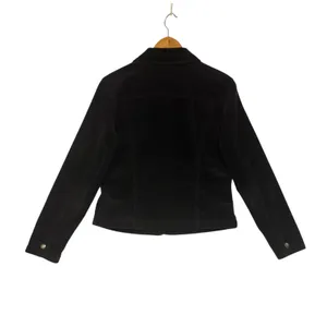 Black Corduroy Button Up Trucker Cotton Jacket Moto Edgy Comfy Streetwear Size M thumbnail 7