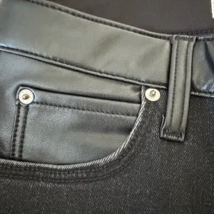 Abercrombie & Fitch Black Ankle High Rise Leather and Denim Jean thumbnail 4