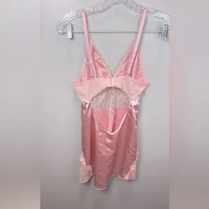 Coquette Pink Satin Lace Slip Dress Romantic Feminine‎ Size Small thumbnail 2