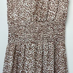 1.State‎ Animal Print Chiffon Smocked Mock Neck Dress in Brown Taupe thumbnail 10