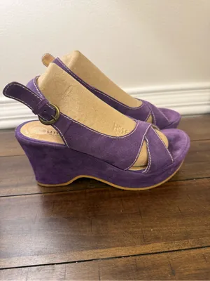 Sundance Purple Suede Slingback Wedge Sandals size 36 thumbnail 3