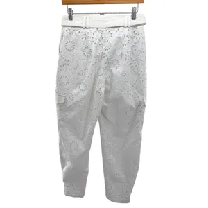 Express Super High Waisted Eyelet Belted Cargo Joggers 2 White Utility Pants NWT thumbnail 8