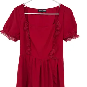 Scarlet Darkness Maxi Dress Women M Red Excellent Lace Up Gothic Victorian Ruche thumbnail 1