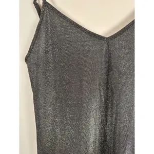 Brandy Melville Mini Dress Women One Size Black Sparkly Metallic Spaghetti Strap thumbnail 2