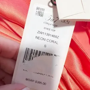 CINQ A SEPT NWT Stace Silk One Shoulder Blouse in‎ Coral Going Out Date Looks thumbnail 7