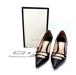 Gucci Aneta Black Button Detail Stiletto Pumps Pointed Toe Size EU 41 thumbnail 1