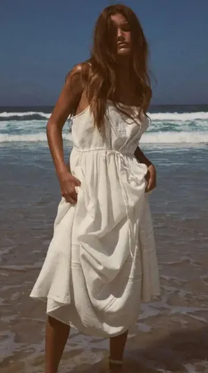 Zara NWT White EMBROIDERED LINEN BLEND DRESS. Size Medium thumbnail 4