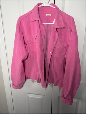 POL Pink Corduroy Raw Hem Jacket Size L EUC thumbnail 1
