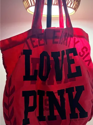 PINK Victoria's Secret Pink Canvas LOVE PINK Logo Tote thumbnail 1