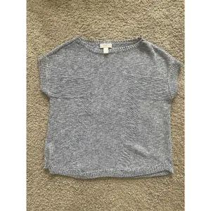 Ann Taylor Loft Women's Short Sleeve Blue White Rayon Blend Soft Sweater Large M thumbnail 13