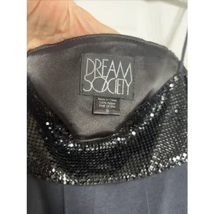 Dream Society Chainmail Trim Bubble Hem Dress Womens‎ Size S Black Y2K LBD thumbnail 3