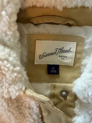 Universal Threads Cream Teddy Jacket with Tan Trim thumbnail 2