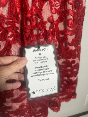 NEW Calvin Klein Red Embroidered Lace Sequin Cocktail Dress Evening Holiday Fall thumbnail 6