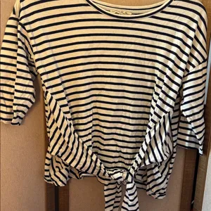 FINAL MARKDOWN Express Black and White Striped Top medium thumbnail 1
